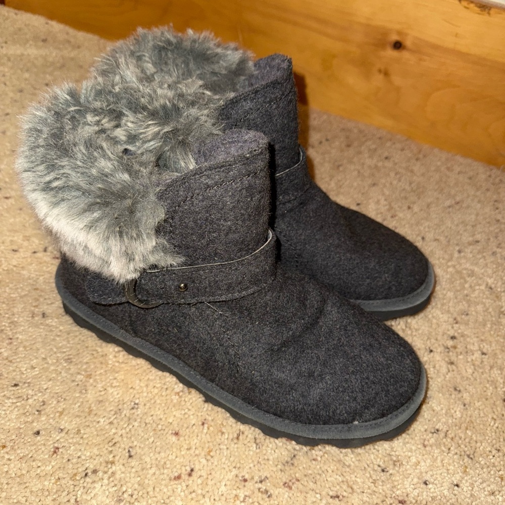 BearPaw Charcoal Fur-Lined Winter Boots